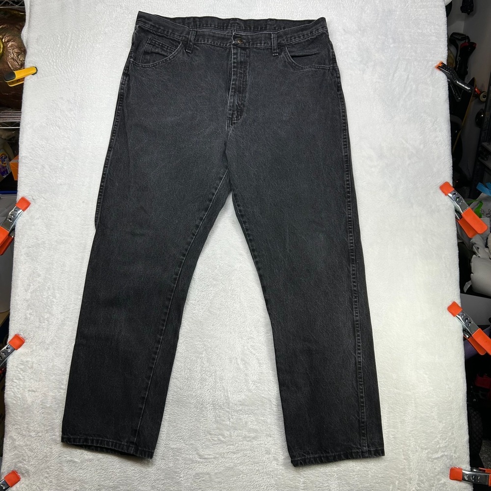 Rustler Straight Jeans Men's‎ Black Denim Regular Fit Classic Zip Fly - 39X31